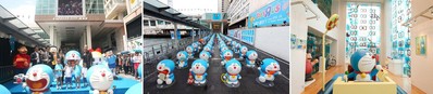 主辦單位海港城置業(yè)有限公司零售租務部總經理李麗儀小姐、國際影業(yè)有限公司總監(jiān)近藤 努先生、策展單位AllRightsReserved總監(jiān)SK Lam、香港日本總領事館広報文化部部長 菊地 斉先生及一眾多啦A夢故事人物一起出席開幕活動。