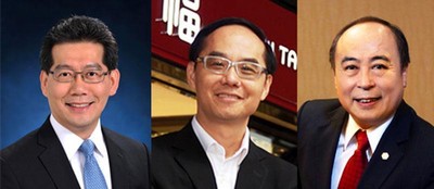 (左起) 香港特別行政區(qū)商務(wù)及經(jīng)濟(jì)發(fā)展局局長(zhǎng)蘇錦梁先生、周大福珠寶集團(tuán)有限公司董事總經(jīng)理黃紹基先生、六福集團(tuán)主席及行政總裁黃偉常先生