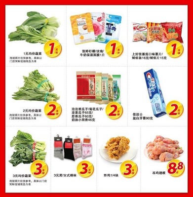 沃爾瑪及好又多門店推出 “1元、2元、3元、5元、8.8元、9.9元”等價位的400個 “均一價” 特惠商品